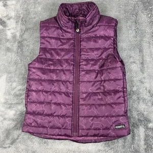 Kerrits Vest Girls Medium Quilted All Over Horse Print Equestrian Purple Zip Up - Picture 1 of 8