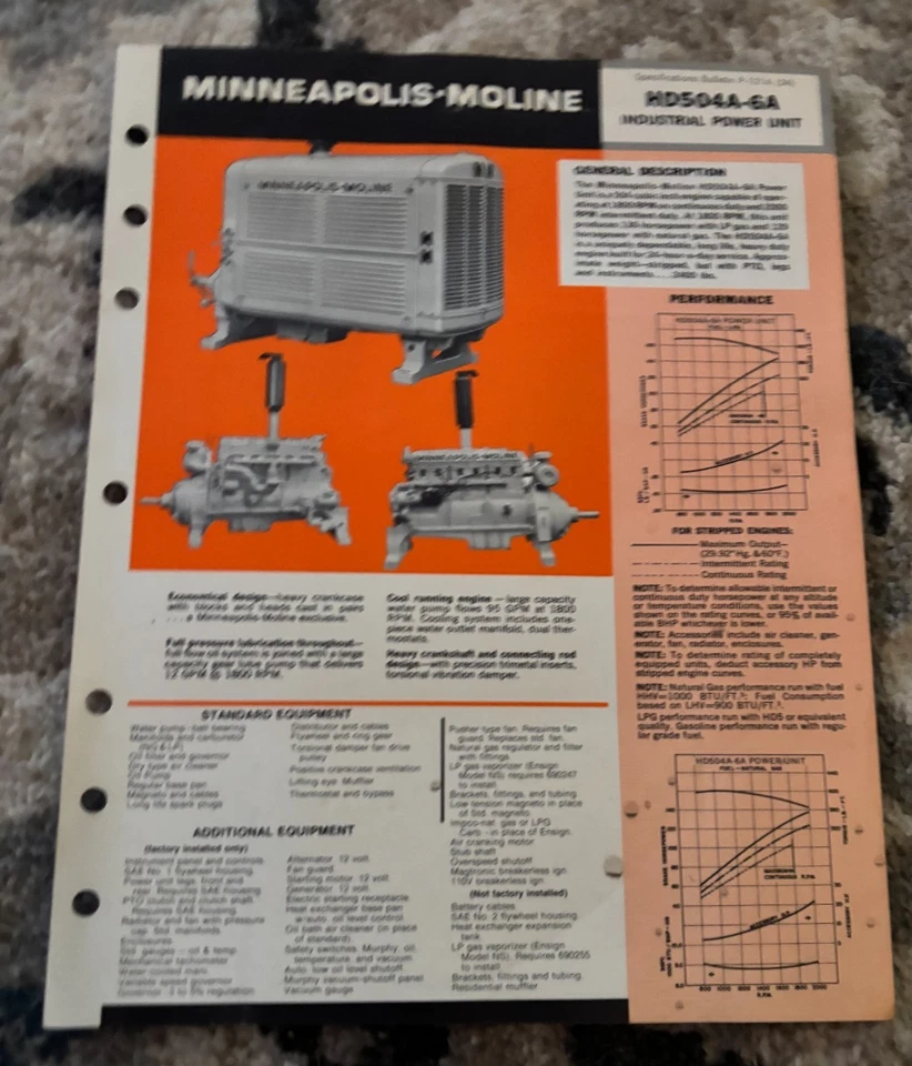 Minneapolis Moline HD504A-6A Industrial Power Units Brochure FCCA25 - Image 1 of 1