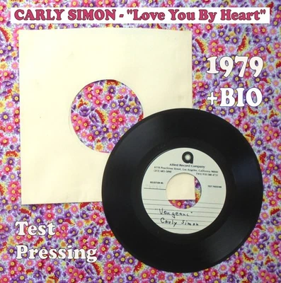 Carly Simon  45  "Love You By Heart"  Test Pressing  -  Good Condition - image 1 of 4