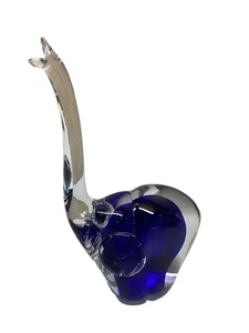 Vintage Murano Stil Elefant Kunst Glas Kobaltblau Elefant Figur 9,5" hoch - Bild 1 von 12