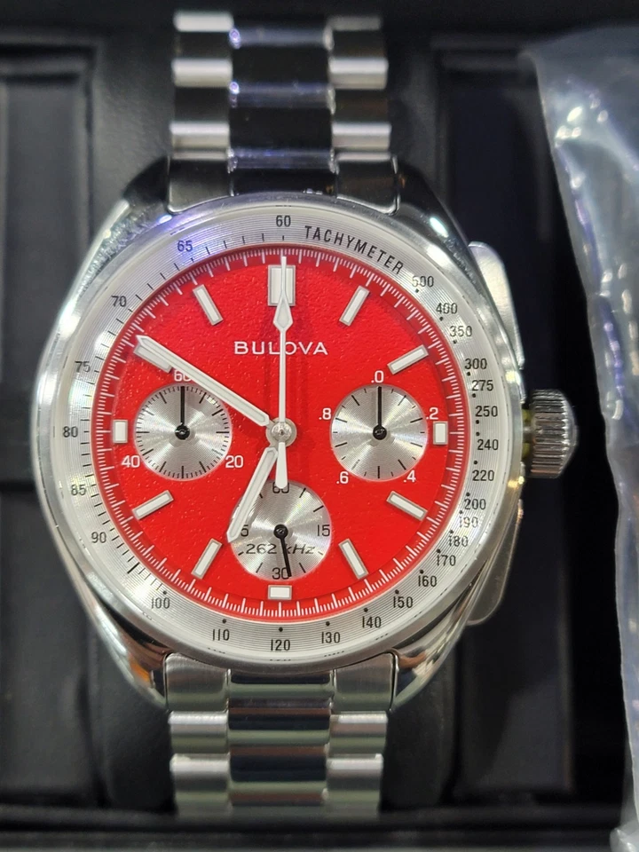 Bulova Lunar Pilot Chronograph Quartz Red Dial Men's Watch 96K115