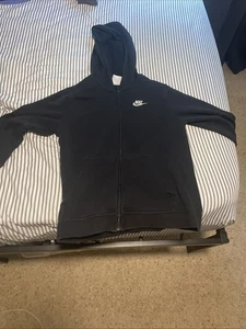 Nike Youth Large Black Zip-Up Hoodie Logo In Corner - Picture 1 of 5