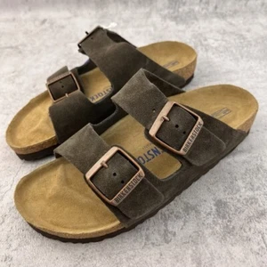 Birkenstock Arizona Mocha Suede Leather Soft Footbed Sandals - Select Size - Picture 1 of 6