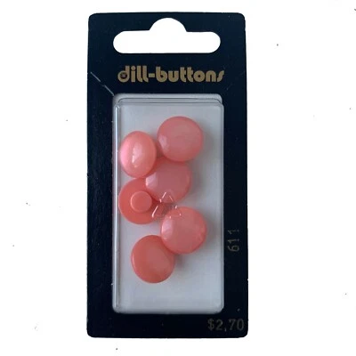 Buttons Pink Round Creamy Shank 6-Pack 1/2" 13MM Vintage Dill No. 611 Germany - Image 1 of 4
