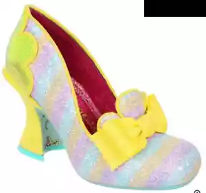 Irregular Choice Women's FLEUR YELLOW MULTI Mid Heeled Boots Shoes - Picture 1 of 2
