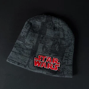 Star Wars Boy's Black Gray Red Logo Knit Sweater Acrylic Beanie Hat - Picture 1 of 4