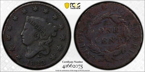 1823/2 1C Coronet Head Large Cent PCGS VG Detail Enviromental Damage Cover