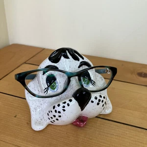 Arnel's Ceramic Puppy Dog Eye Glasses Holder Stand Vtg Hand Painted w/ Spots - Bild 1 von 8