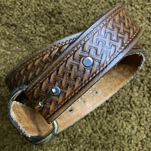 Cinturón De Colección R G Bullco Grano Completo Cuero Vaca Talla 28-32 Cesta Tejido Marrón EE. UU. - Imagen 1 de 13