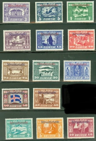 Iceland #MiDM44-DM58 MH/Used CV€1950.00 1930 Parliament [O53-O67] Cover