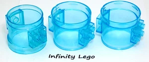 3 LEGO Trans-Light Blue Cylinder Tubes Straight Water Park (49736 41430 41720) - Picture 1 of 1