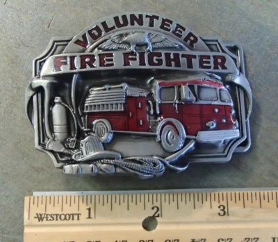 Пряжка для мужского ремня Volunteer Firefighter Truck серебристая подходит для ремней 1,5 дюйма эмаль  - Изображение 1 из 2