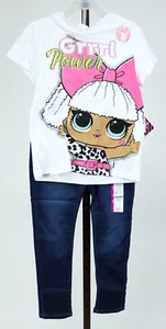 Girls 2 PIece L.O.L. Surprise! Short Sleeve Hoodie Tee Skinny Jeans Sz 6 NEW - Picture 1 of 5