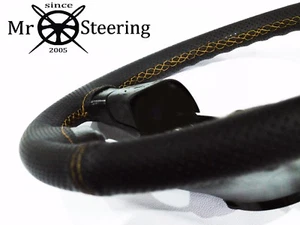 FOR HONDA CRX MK2 87-91 PERFORATED LEATHER STEERING WHEEL COVER YELLOW DOUBLE ST - Picture 1 of 3