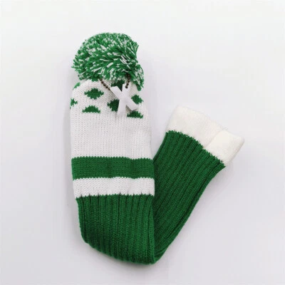 1x White/Green Knitted Long Neck Protect Golf Hybrid Club Headcover Rescue Cover - Image 1 of 4