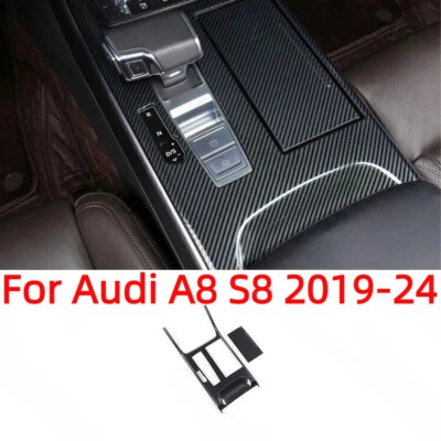 Carbon Fiber Steel Central Console Gear Shift Panel Cover For Audi A8 S8 2019-24 - Image 1 of 4
