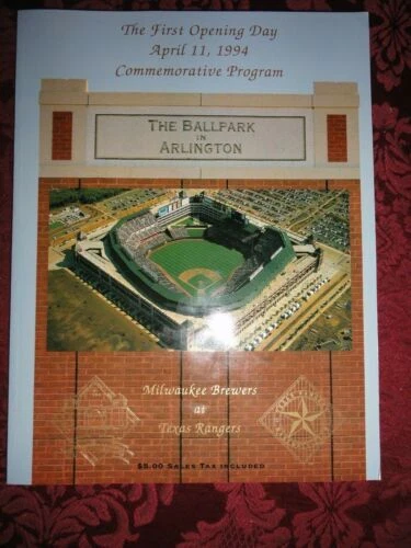 April 11,1994 Opening Day Game Program ~ Texas Rangers vs Brewers ~ The Ballpark - Image 1 of 1