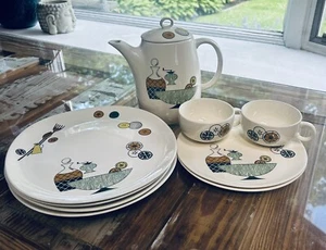 Vintage Mid Century Crooksville Waldorf Geschirr/Tassen/Teekanne RAR 10 Teile - Bild 1 von 5