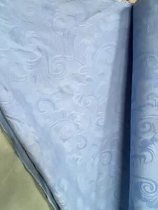 VINTAGE BLUE DAMASK SOFT FURNISHING FABRIC - SOLD PER M / 56" WIDE - Picture 1 of 4
