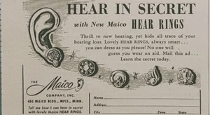Audífonos audífonos audiología Minneapolis MN Maico Co anuncio impreso vintage 1950 - Imagen 1 de 2