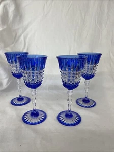 Water Goblets (Gray Cuts) by CRISTAL D'ARQUES-DURAND - Set of 4 Glasses - Picture 1 of 4