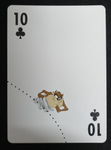 1996 Warner Bros Taz Looney Toons Playing Card 10 Clubs