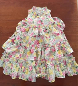 Janie and Jack Multicolor flowing peony ruffle dress EUC size 6  - Picture 1 of 2