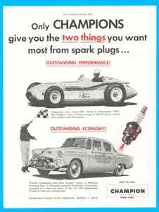 Champion spark plugs Indiannapolis 500 race Bob Sweikert print ad 1955 ephemera - Picture 1 of 3
