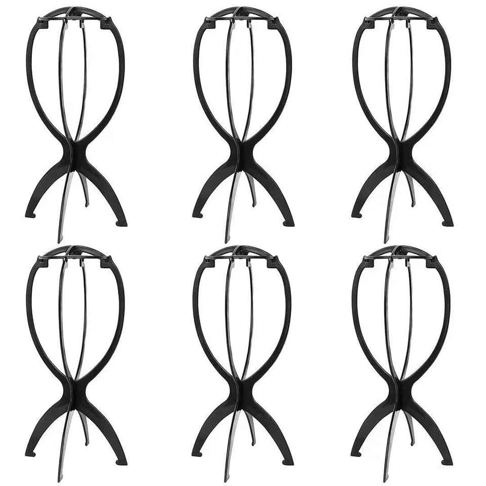 6 Pack Wig Stand Holder, Portable Collapsible Wig Holder Stand for 14.2 In Black - Image 1 of 4