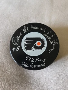 DAVE THE HAMMER SCHULTZ signed handsigniert Hockey Puck Philadelphia Flyer / ohne COA - Bild 1 von 4