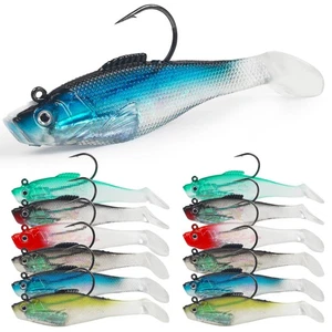 Soft Fishing Lures Pre-Rigged Swimbait Jig Head Paddle Tail Swim Baits Swim S... - Picture 1 of 7