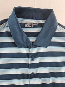Nike Golf Standard Shirt Men's Sz Large Blue Dri-Fit Striped Short Sleeve Polo L - Picture 1 of 14