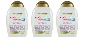 Lote de 3 OGX Extra Fuerza Remedio de Daños Aceite Milagroso de Coco, Champú NUEVO - Imagen 1 de 1