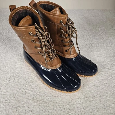 Rain Boot Women's US Size 8.5 M Sporto Ariel The Original Duck Boot Blue & Brown - Image 1 of 4