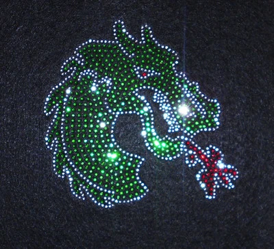 Передача страз «Зеленый дракон» с пламенем, утюг, исправление - Изображение 1 из 3