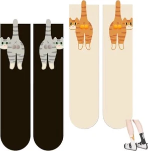 Dulces calcetines para gatos con bolas esponjosas, novedad regalo para amantes de los gatos - Imagen 1 de 14