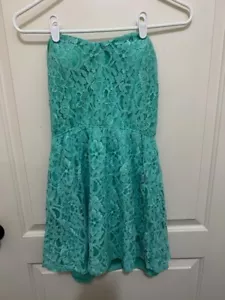Vestido para mujer Finesse verde menta sin tirantes con superposición de encaje talla L nuevo con etiquetas - Imagen 1 de 2