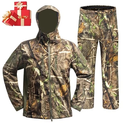Winter Thick Hunting Clothes for Men,Deer Bow Camo Hunting Jacket and Pants - Image 1 of 4