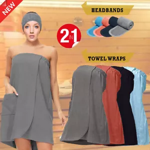 Wraps for Ladies Shower Towel Bath With Headband Super Soft Absorbent 100 Cotton - Picture 1 of 21