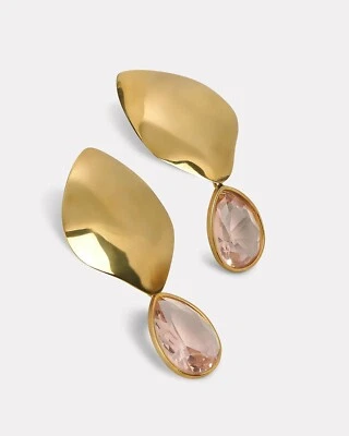 300 美元 Lizzie Fortunato 金色粉色水晶射击星星耳环 — 第 1/4 张图片