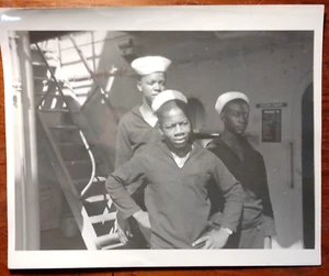 Original WWII 8x10 B/W Photograph ~ 3 African American Sailors - Picture 1 of 2