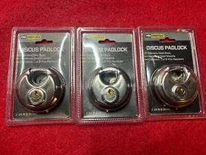 LOT Of 3 PRO ESSENTIALS discus padlock 2 3/4 Inches New - Picture 1 of 2