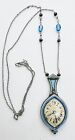 Antique Art Deco Blue enamel watch on sterling silver chain