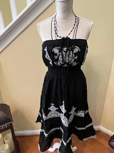 NWOT Strapless Cotton Embroidered Sundress by BODY CENTRAL Short Summer Dress L - Picture 1 of 5