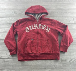 Hurley Plaid Red Hoodie Jacket Youth Size Medium (10/12) Cotton Polyester Blend - Picture 1 of 7