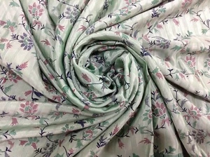 Om Vintage Indian Sari Art Silk Floral Printed Green Craft Saree A11980 - Picture 1 of 12