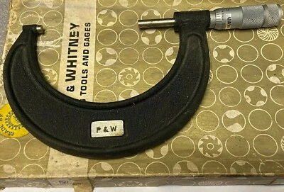 3"-4" PRATT & WHITNEY .001" MICROMETER, FRICTION THIMBLE,CRINKLE FINISH,USA, NEW - Image 1 of 3