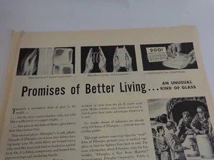 Fiberglas Insulation Magazine Ad Print 1944 WWII A New Basic Material - Picture 1 of 4