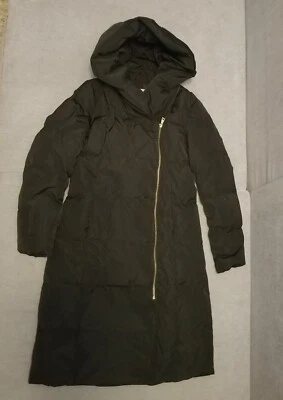 COLE HAAN ABRIGO ACOLCHADO LARGO CON CAPUCHA CREMALLERA ASIMÉTRICA NEGRO TALLA PEQUEÑA *USADO EN EXCELENTE ESTADO* Foto 1 de 4