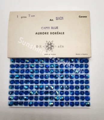 Factory Pack Swarovski Crystal Capri Blue AB 7mm Tablet 5101 Beads; Vintage! - Image 1 of 4